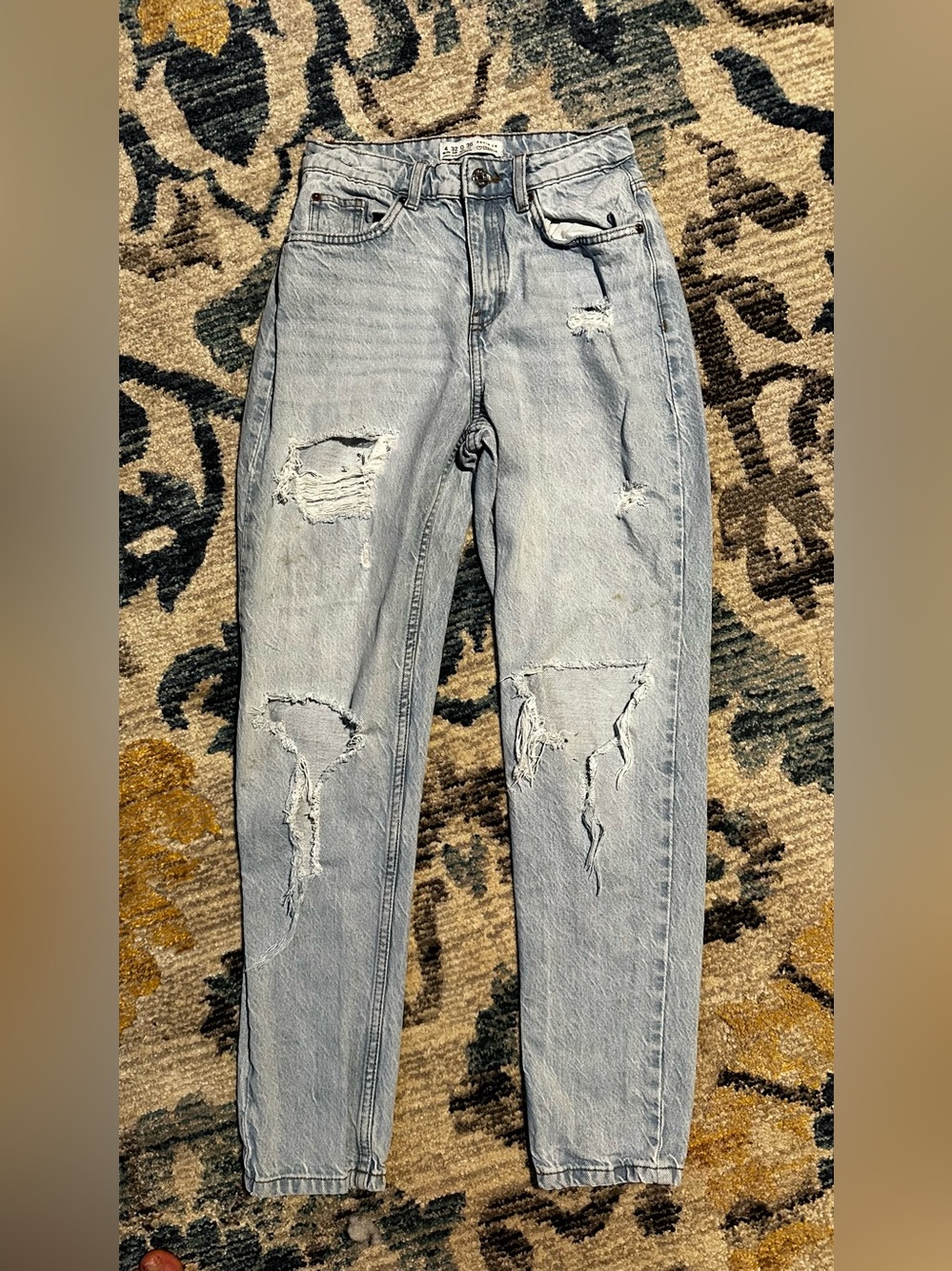Primark Light Blue Distressed Boyfriend Jeans Sz 0